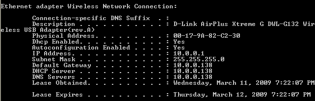 ipconfig /all